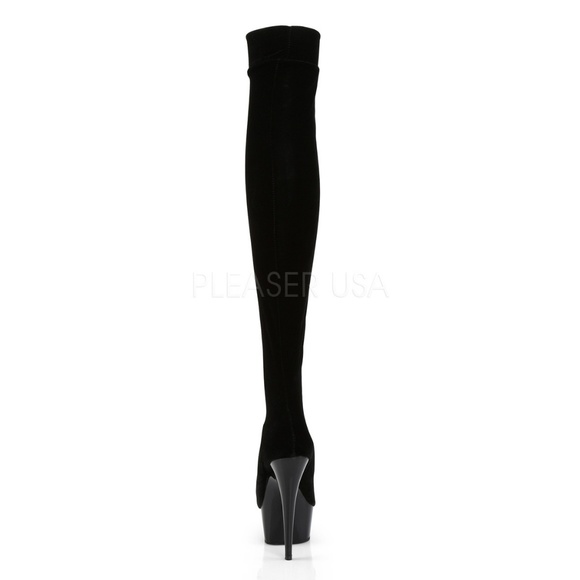 Velvet Platform Heel Thigh High Boots - Picture 5 of 6